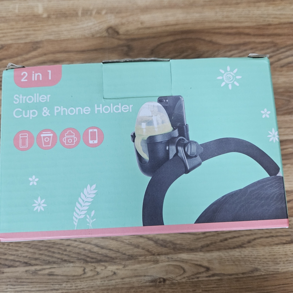 2-in-1 Stroller Cup & Phone Holder - Black